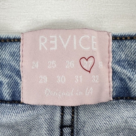 Revice Denim Crossover Waistband Loose Leg High Rise Jeans Sz 27 Blue Light Wash - Picture 9 of 16